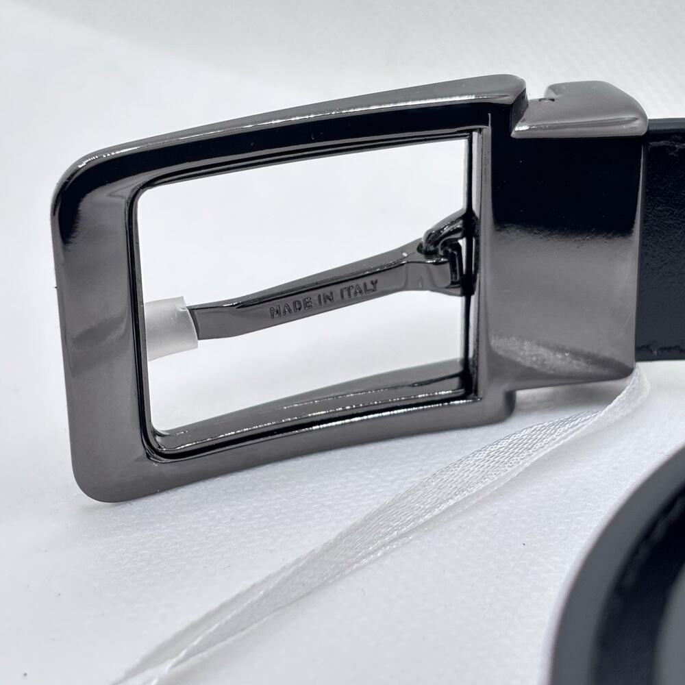 Versace Collection Leather Logo Buckle Belt One Size Black Sz 120 - Picture 5 of 8